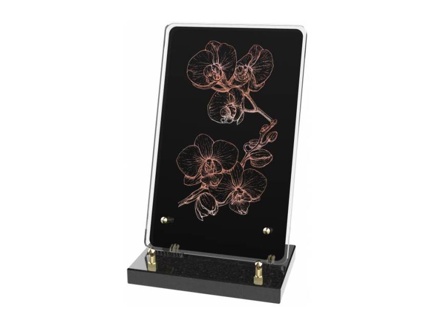 Modern plexiglass plaque cut with dignity
