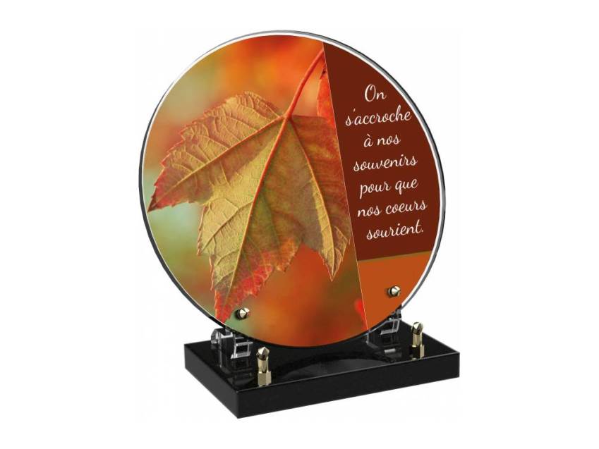 Engraved Plexiglas tribute plaque in English.