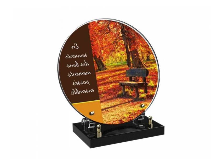 Engraved Plexiglas tribute plaque in English.