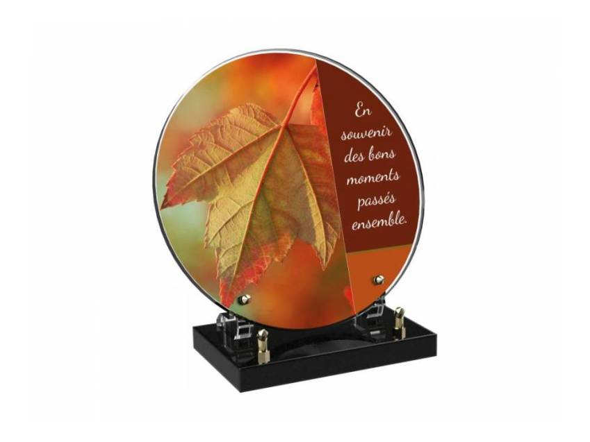 Engraved Plexiglas tribute plaque in English.