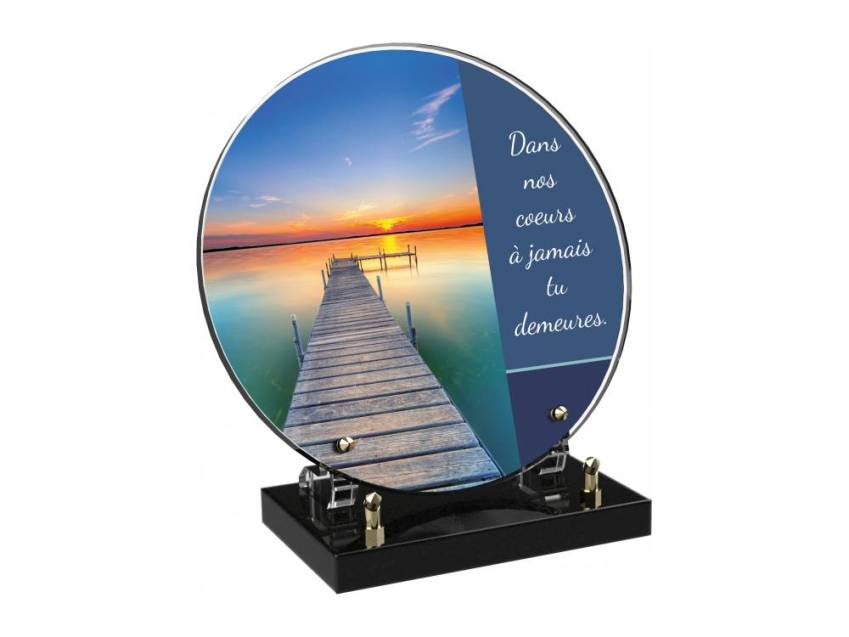 Engraved Plexiglas tribute plaque in English.