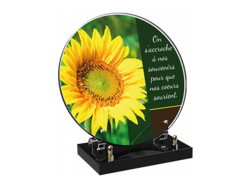 Engraved Plexiglas tribute plaque in English.