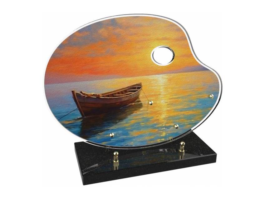 Modern curved plexiglass plate with ornament