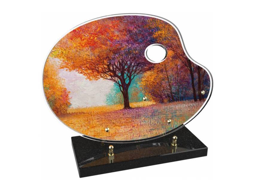 Modern curved plexiglass plate with ornament