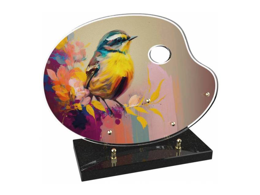 Modern curved plexiglass plate with ornament