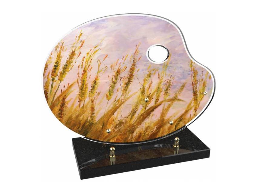 Modern curved plexiglass plate with ornament