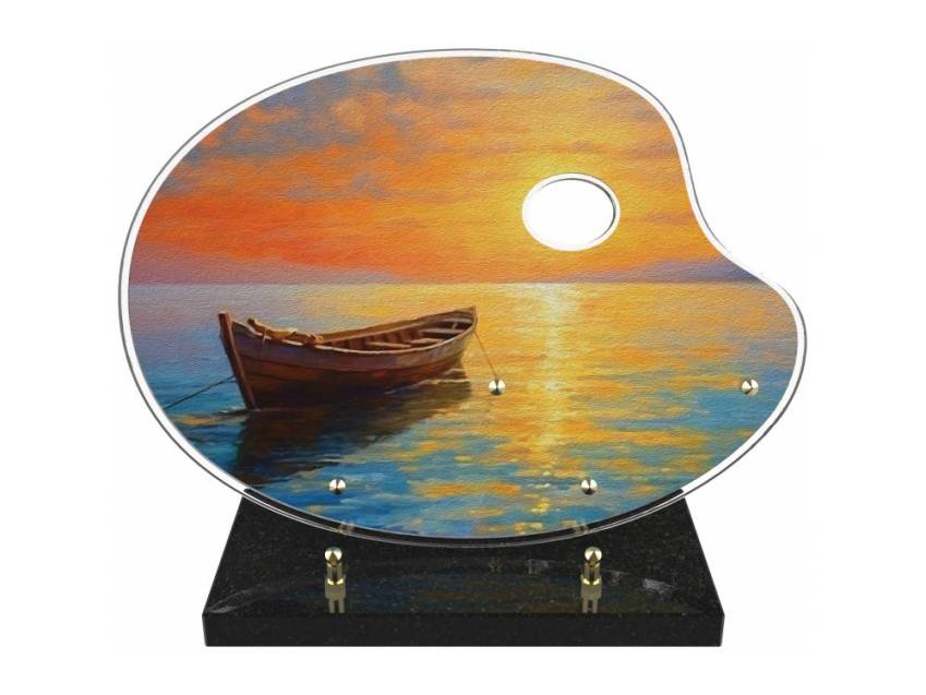 Modern curved plexiglass plate with ornament