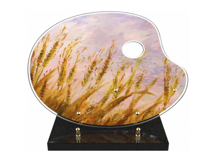 Modern curved plexiglass plate with ornament