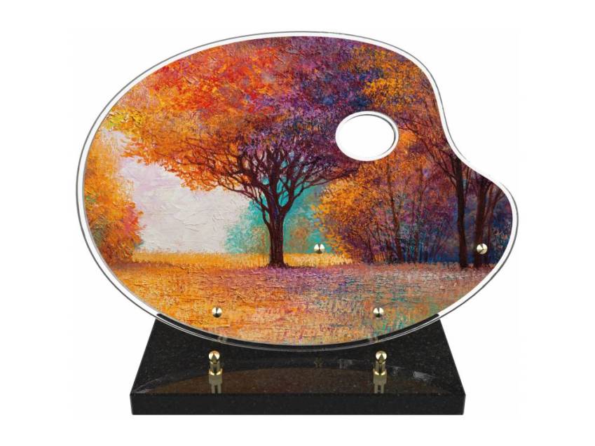 Modern curved plexiglass plate with ornament