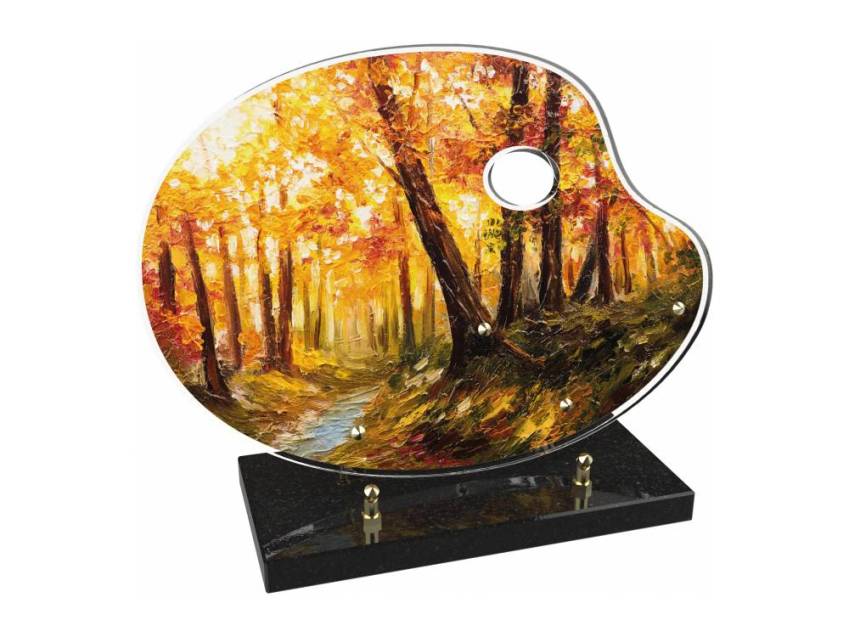 Modern curved plexiglass plate with ornament