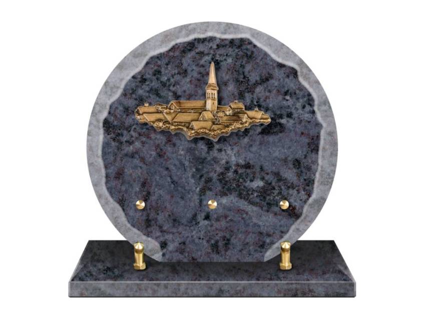 Granite plaque with a beautiful symbolic design.