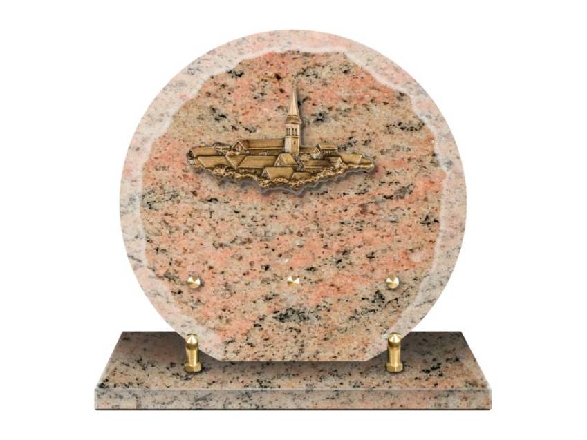 Granite plaque with a beautiful symbolic design.