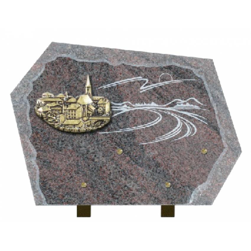 Traditional granite souvenir plaque.