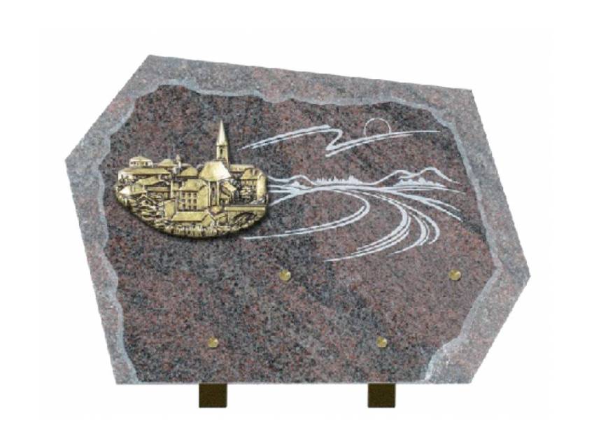 Traditional granite souvenir plaque.