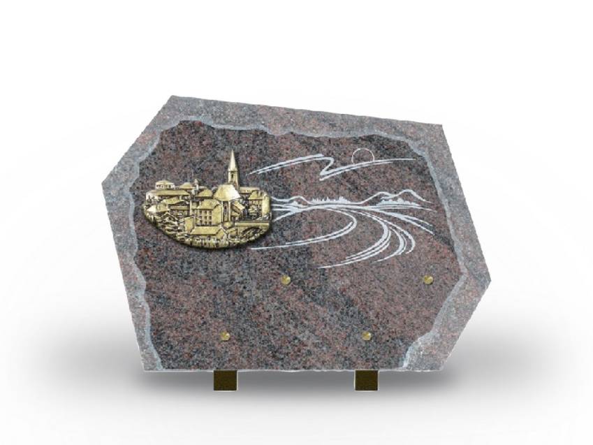 Traditional granite souvenir plaque.