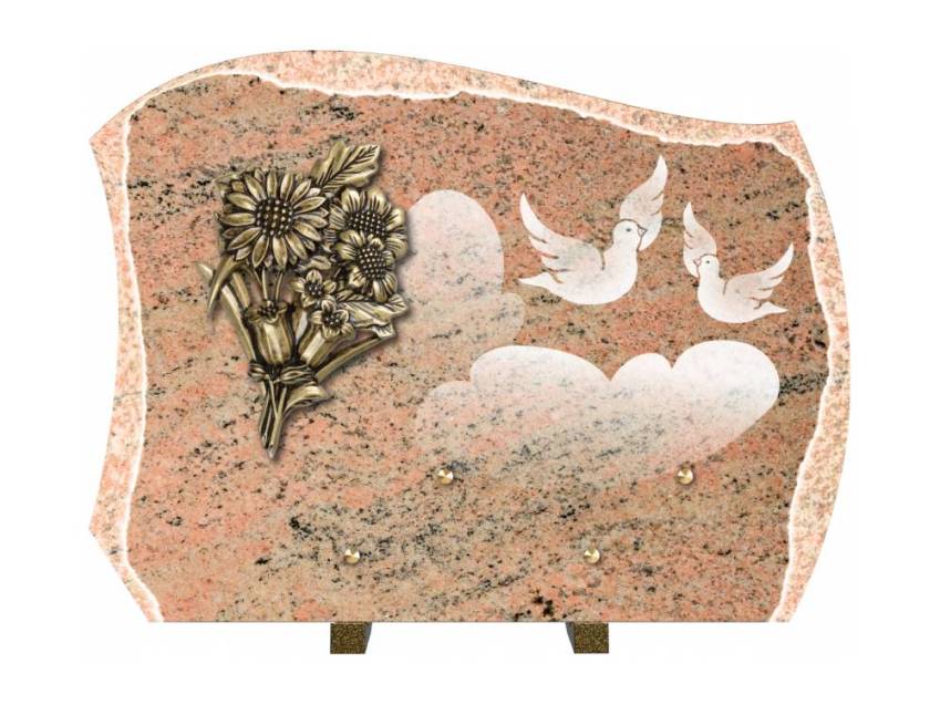 Romantic carved granite plaque.