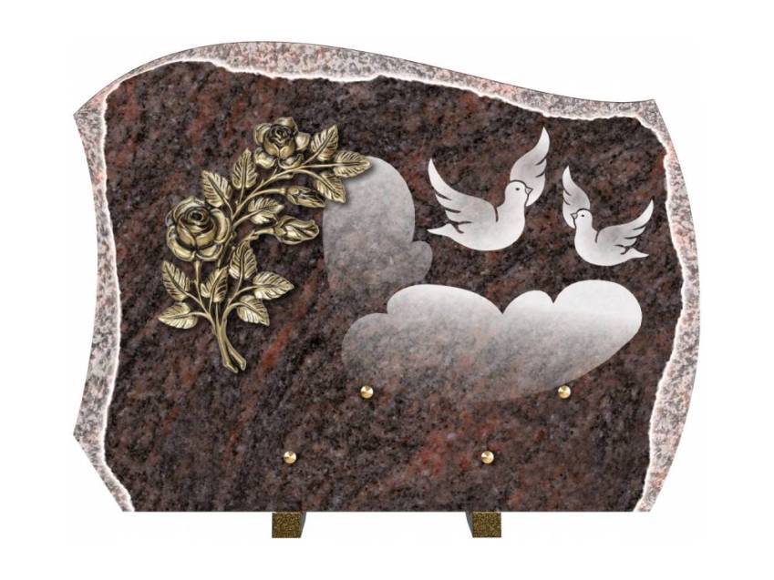 Romantic carved granite plaque.