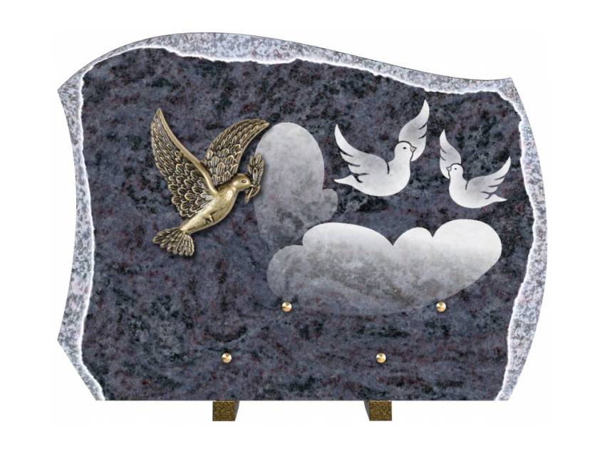 Romantic carved granite plaque.