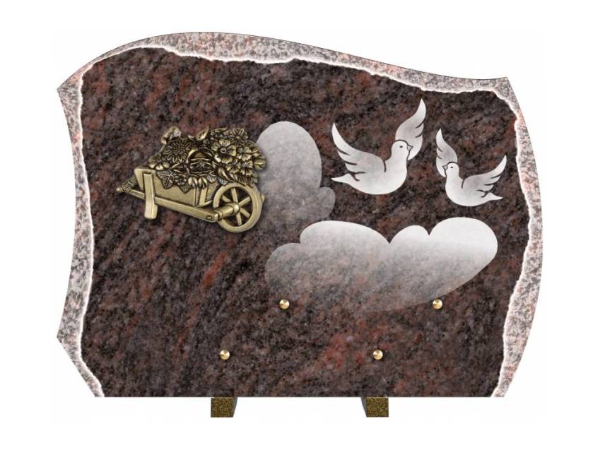 Romantic carved granite plaque.