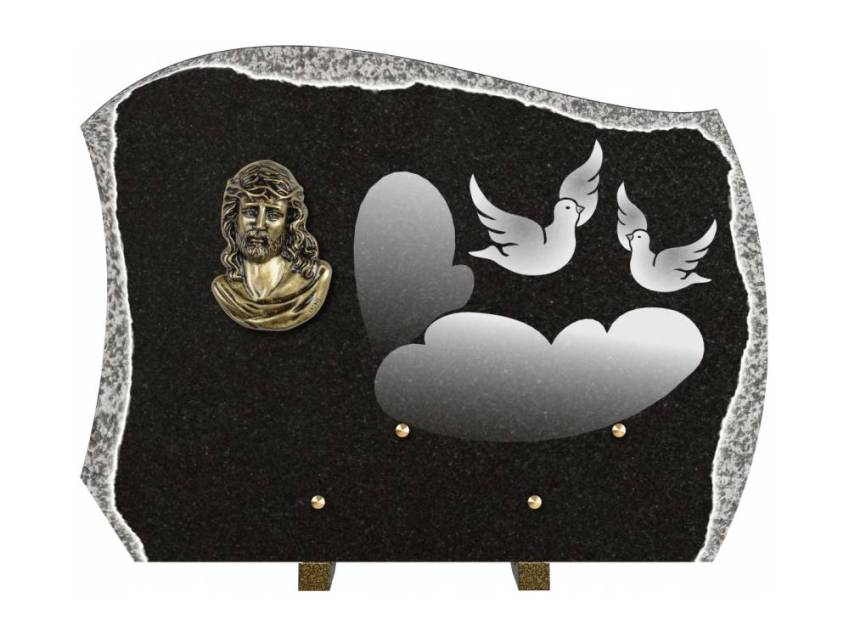 Romantic carved granite plaque.