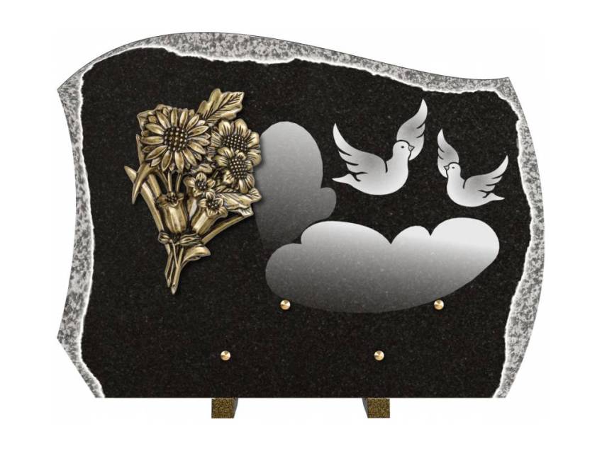 Romantic carved granite plaque.