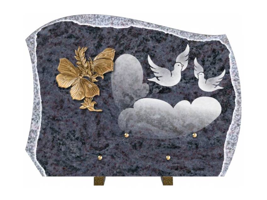 Romantic carved granite plaque.