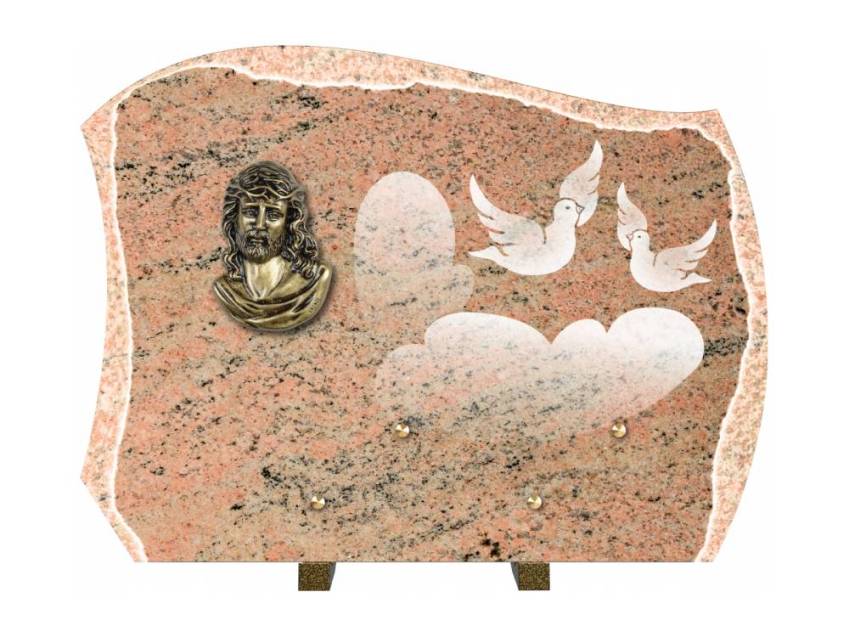 Romantic carved granite plaque.