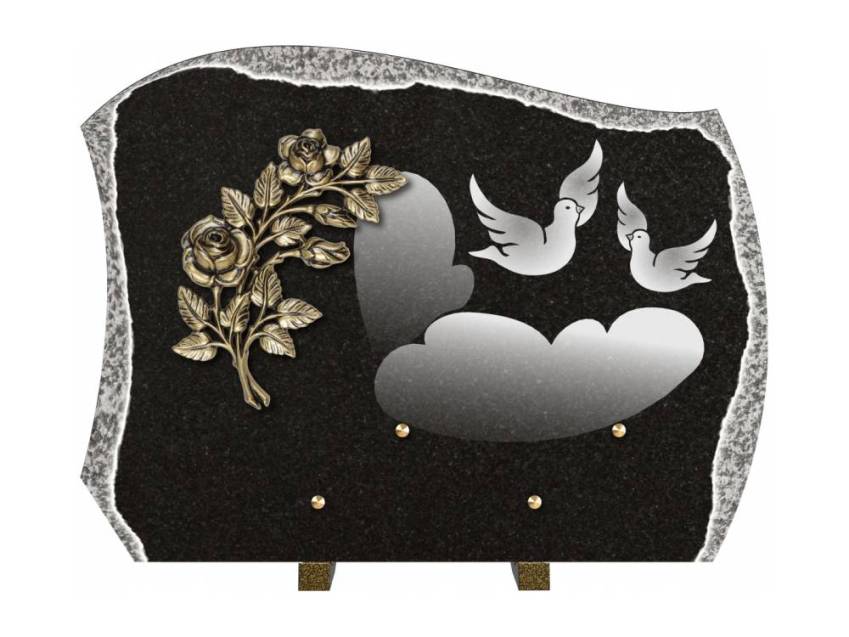 Romantic carved granite plaque.