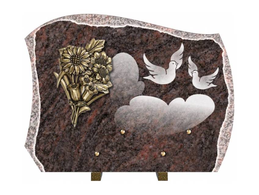 Romantic carved granite plaque.