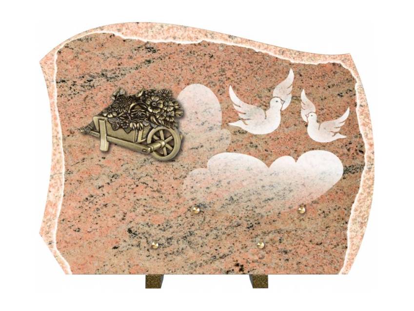 Romantic carved granite plaque.