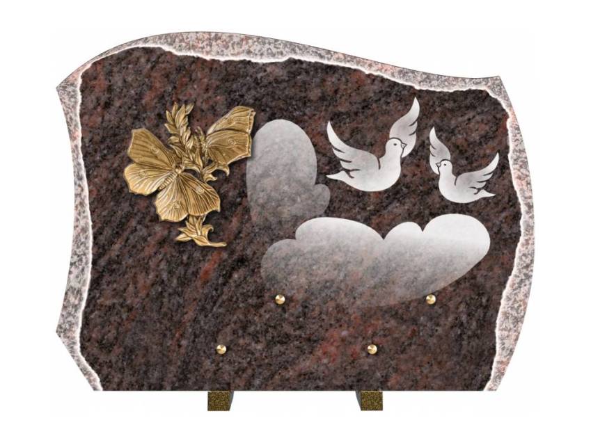 Romantic carved granite plaque.