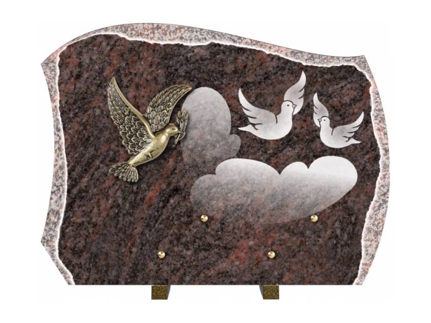 Romantic carved granite plaque.