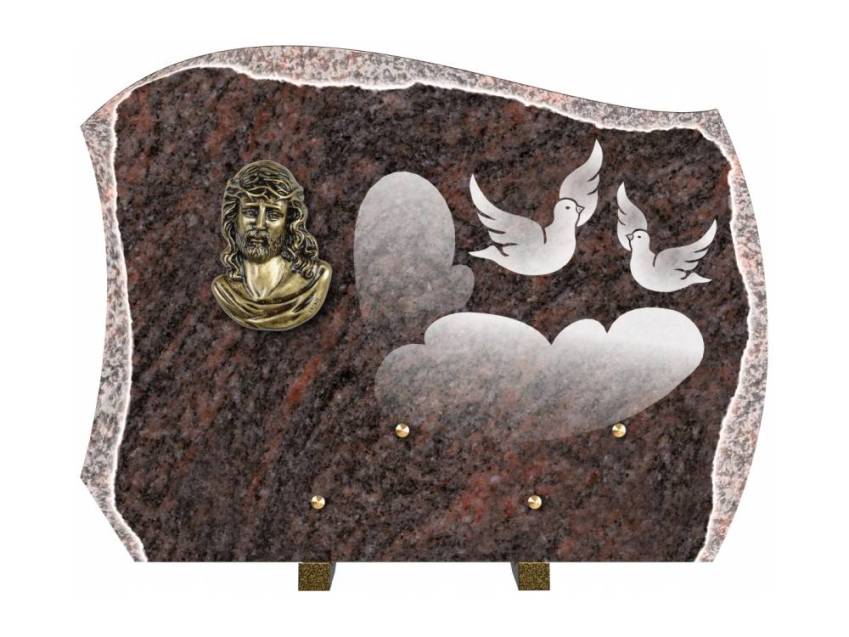 Romantic carved granite plaque.