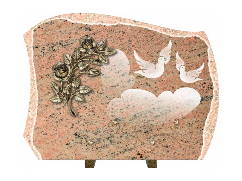 Romantic carved granite plaque.