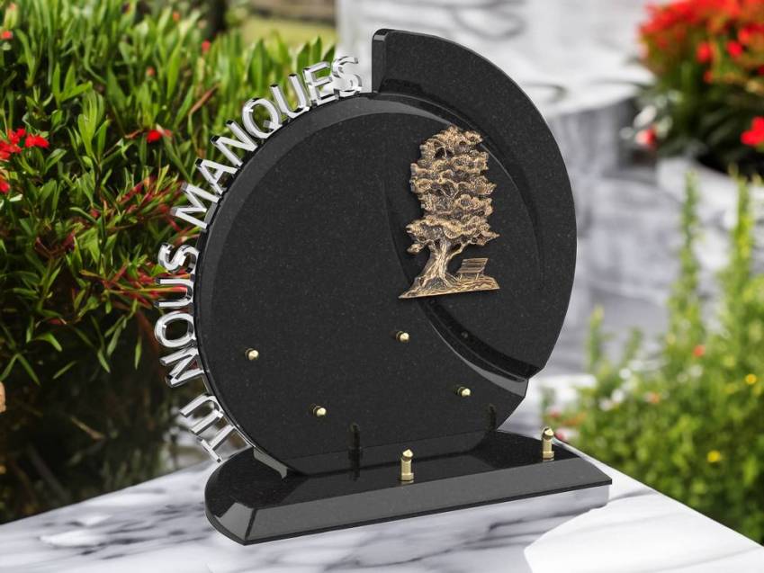 Stylish romantic granite plaque.