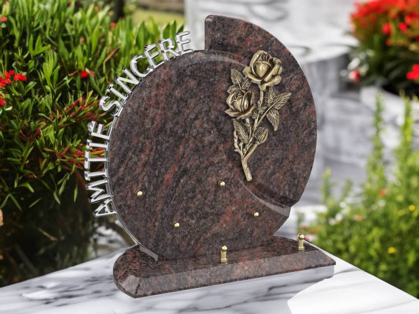 Stylish romantic granite plaque.