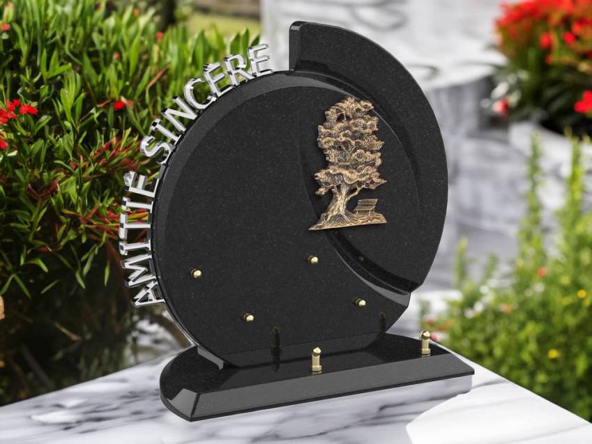 Stylish romantic granite plaque.