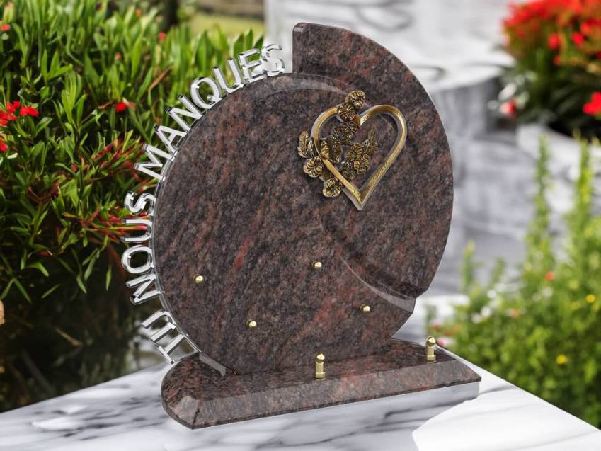 Stylish romantic granite plaque.