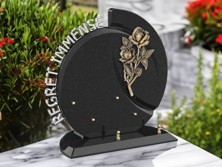 Stylish romantic granite plaque.