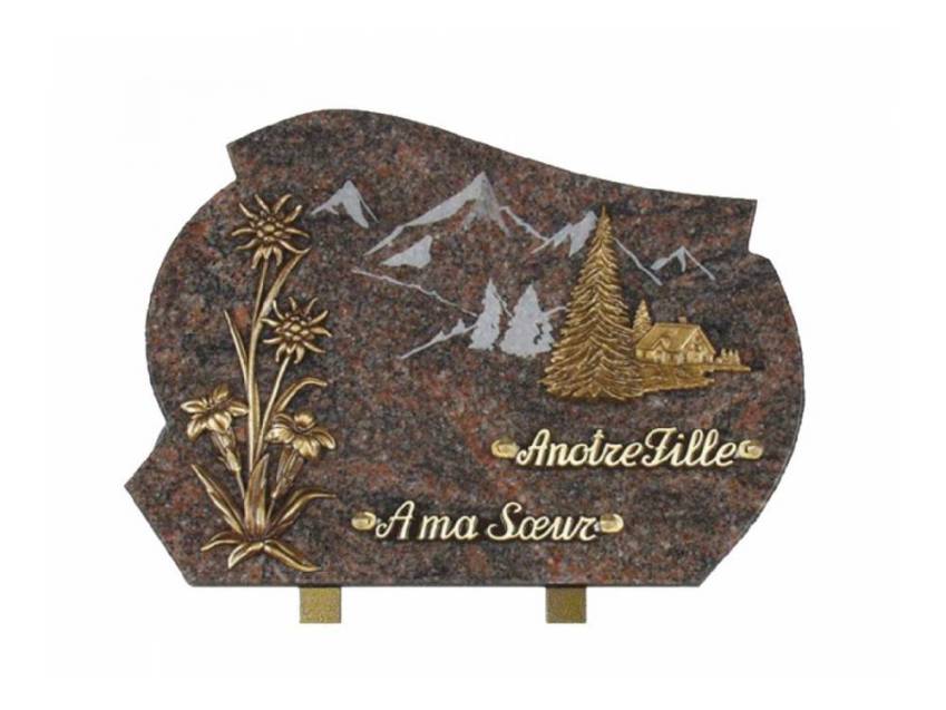 Unique carved granite plaque.