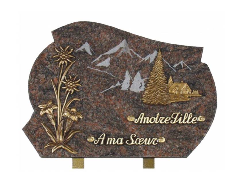 Unique carved granite plaque.