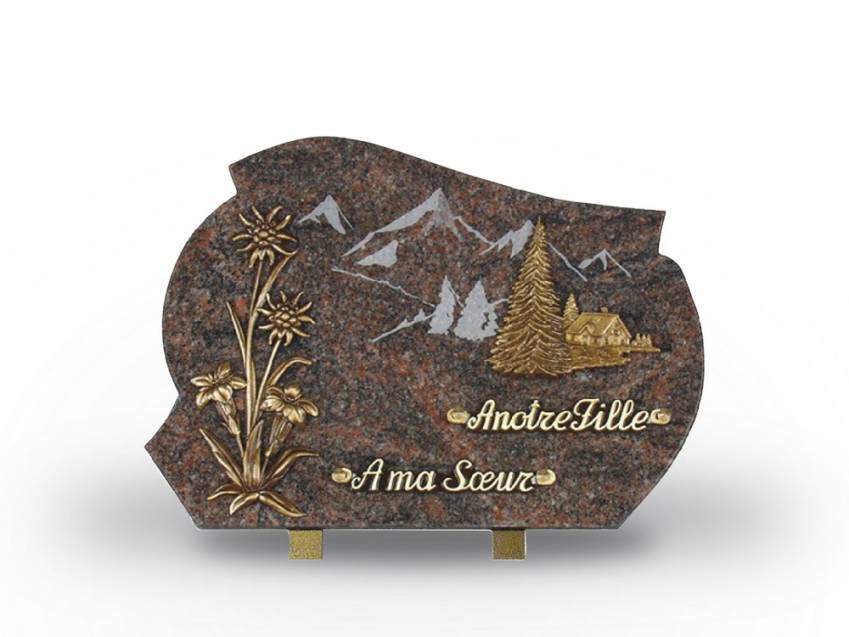 Unique carved granite plaque.