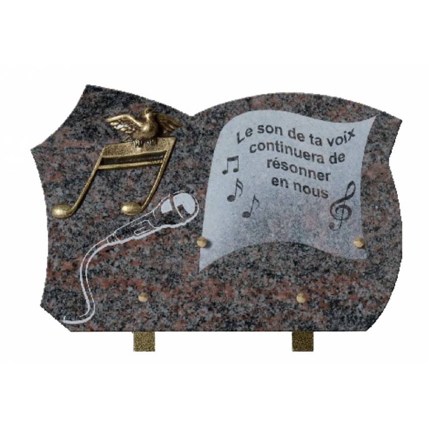 Symbolic curved granite plaque.