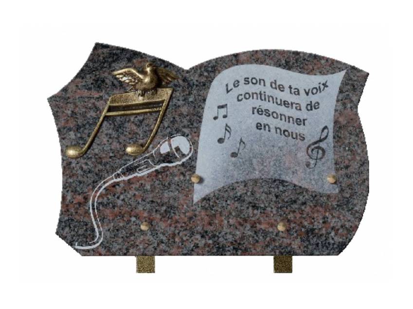 Symbolic curved granite plaque.