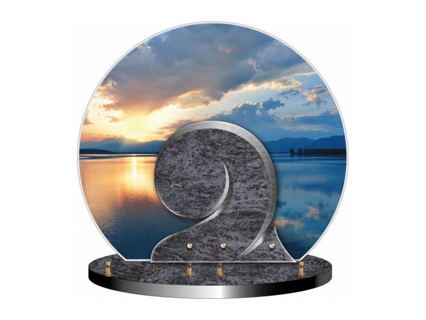 Fabulous curved dual-material granite plaque